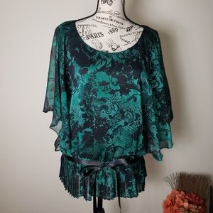 Dress Barn Collection NWT Green & Black Blouse Size 14W